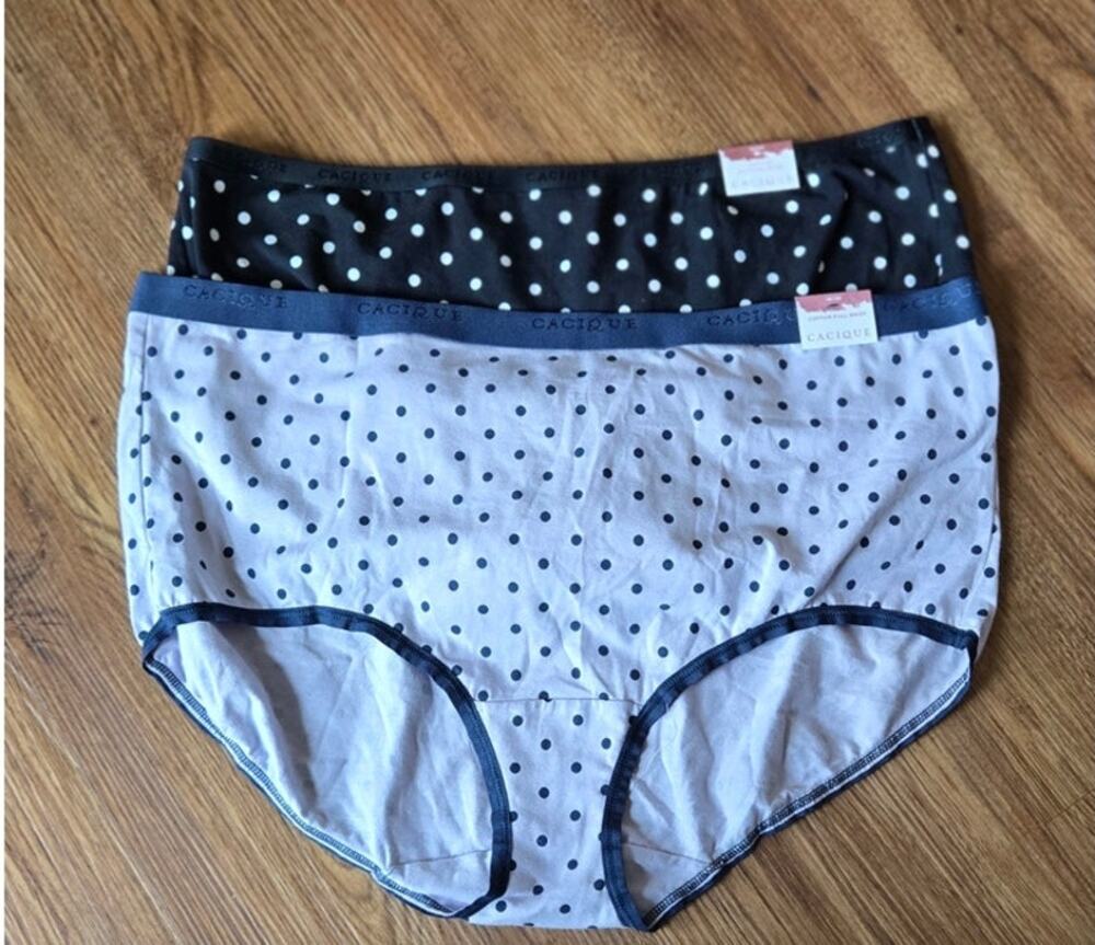 Cacique Polka Dot Cotton High Leg Brief Panties Bundle of 2 Size 18/20